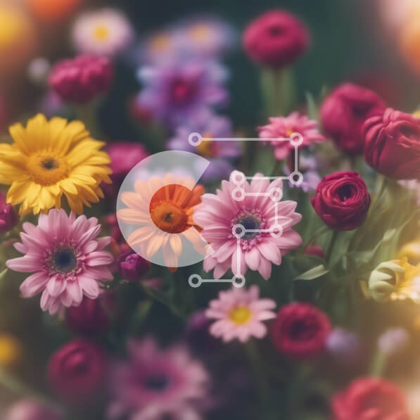 Intra Συλλεκτικό Ξύλινο Παζλ Plywood  4mm - Πολύχρωμο μπουκέτο λουλούδια με μαργαρίτες, τριαντάφυλλα και γαρύφαλλα Σε Ξύλινο Κουτί - Διαστάσεις: 10x10 cm – 25 κομμάτια