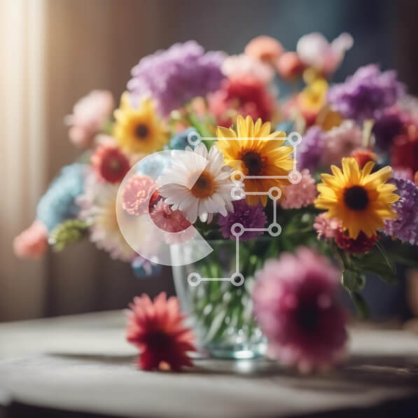 Intra Συλλεκτικό Ξύλινο Παζλ Plywood  4mm - Πολύχρωμη ανθοσύνθεση σε διάφανο γυάλινο βάζο Σε Ξύλινο Κουτί - Διαστάσεις: 10x10 cm – 25 κομμάτια