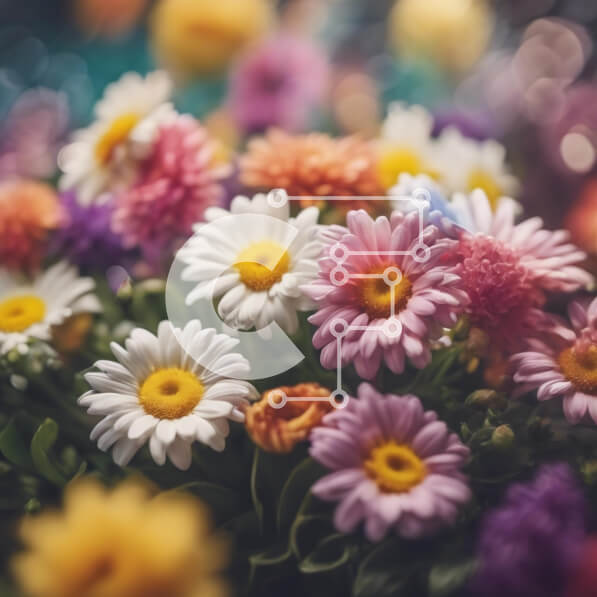 Intra Συλλεκτικό Ξύλινο Παζλ Plywood  4mm - Πολύχρωμο μπουκέτο λουλουδιών με μαργαρίτες, ηλίανθους και ασφόδελους σε ανοιχτό βάζο Σε Ξύλινο Κουτί - Διαστάσεις: 10x10 cm – 25 κομμάτια