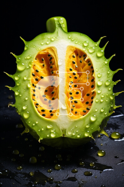 Σετ των 2 Intra Συλλεκτικό Ξύλινο Παζλ Plywood  4mm - Φρεσκοκομμένο πράσινο φρούτο δράκου με σταγονίδια νερού Σε Ξύλινο Κουτί - Διαστάσεις: 10x10 cm – 25 κομμάτια