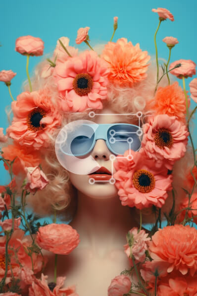 Intra Συλλεκτικό Ξύλινο Παζλ Plywood  4mm - Γυναίκα με γυαλιά ηλίου και κορδέλα λουλουδιών Σε Ξύλινο Κουτί - Διαστάσεις Puzzle: 10x10 cm – 25 κομμάτια