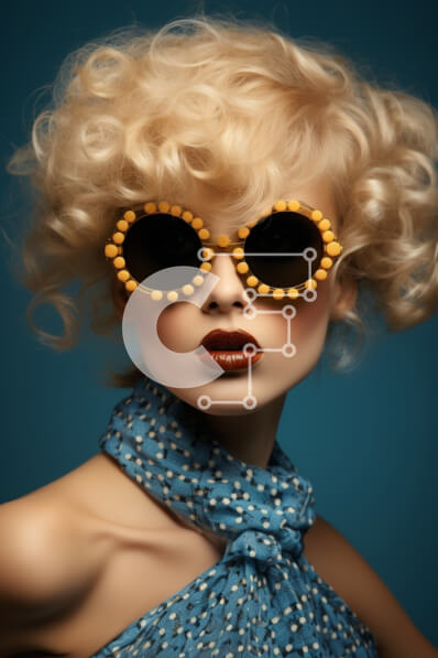 Intra Συλλεκτικό Ξύλινο Παζλ Plywood  4mm - Ξανθιά γυναίκα με κομψό μπλε φόρεμα και γυαλιά ηλίου Σε Ξύλινο Κουτί - Διαστάσεις Puzzle: 10x10 cm – 25 κομμάτια