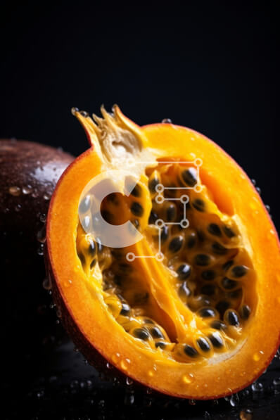 Σετ των 2 Intra Συλλεκτικό Ξύλινο Παζλ Plywood  4mm - Φρεσκοκομμένο φρούτο του πάθους σε μαύρο φόντο Σε Ξύλινο Κουτί - Διαστάσεις: 10x10 cm – 25 κομμάτια