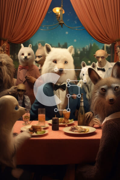 Σετ των 2 Intra Συλλεκτικό Ξύλινο Παζλ Plywood  4mm - Μαζεύονται γούνινα ζώα σε περίτεχνα διακοσμημένη τραπεζαρία Σε Ξύλινο Κουτί - Διαστάσεις: 10x10 cm – 25 κομμάτια