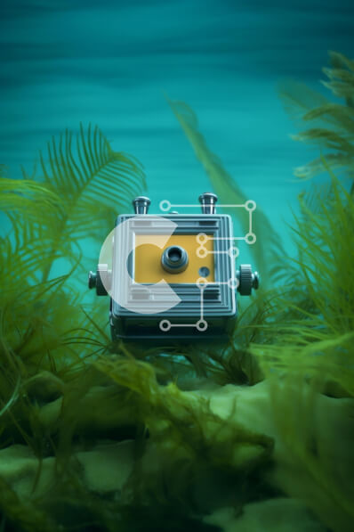 Σετ των 2 Intra Συλλεκτικό Ξύλινο Παζλ Plywood  4mm - Κίτρινη κάμερα βυθισμένη στο νερό με πράσινη βλάστηση Σε Ξύλινο Κουτί - Διαστάσεις: 10x10 cm – 25 κομμάτια