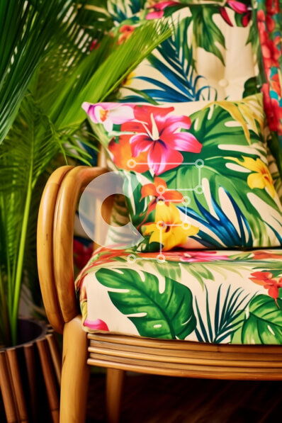 Intra Συλλεκτικό Ξύλινο Παζλ Plywood  4mm - Πολύχρωμη καρέκλα με τροπικό θέμα με φυτό σε γλάστρα Σε Ξύλινο Κουτί - Διαστάσεις Puzzle: 10x10 cm – 25 κομμάτια