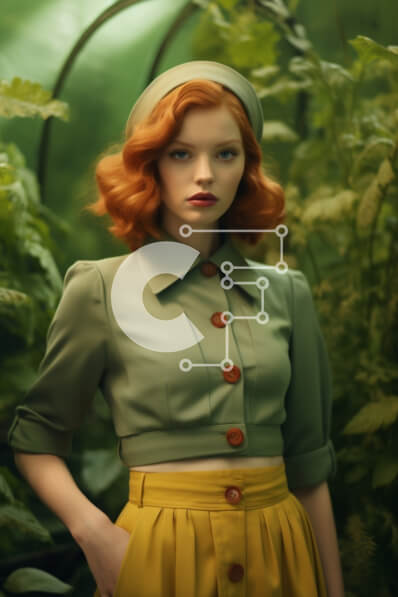 Σετ των 2 Intra Συλλεκτικό Ξύλινο Παζλ Plywood  4mm - Κοκκινομάλλα γυναίκα σε καταπράσινο τοπίο Σε Ξύλινο Κουτί - Διαστάσεις: 10x10 cm – 25 κομμάτια