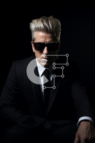 Intra Συλλεκτικό Ξύλινο Παζλ Plywood  4mm - Μυστηριώδης άντρας με μαύρο κοστούμι και γυαλιά ηλίου Σε Ξύλινο Κουτί - Διαστάσεις Puzzle: 10x10 cm – 25 κομμάτια