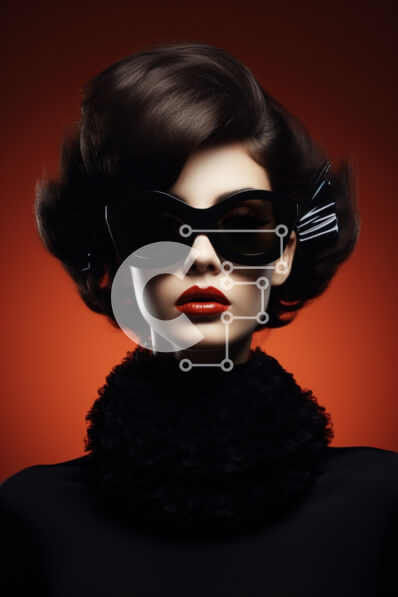 Intra Συλλεκτικό Ξύλινο Παζλ Plywood  4mm - Γυναίκα με μαύρα γυαλιά ηλίου και κόκκινο κραγιόν Σε Ξύλινο Κουτί - Διαστάσεις Puzzle: 10x10 cm – 25 κομμάτια