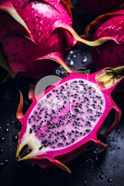 Σετ των 2 Intra Συλλεκτικό Ξύλινο Παζλ Plywood  4mm - Φρέσκα ροζ Dragonfruits στο τραπέζι Σε Ξύλινο Κουτί - Διαστάσεις: 10x10 cm – 25 κομμάτια