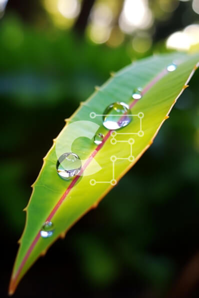 Σετ των 2 Intra Συλλεκτικό Ξύλινο Παζλ Plywood  4mm - Πράσινο φύλλο με σταγονίδια νερού Σε Ξύλινο Κουτί - Διαστάσεις: 10x10 cm – 25 κομμάτια