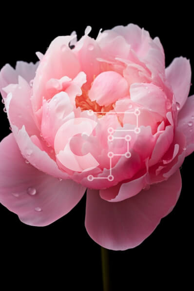 Σετ των 2 Intra Συλλεκτικό Ξύλινο Παζλ Plywood  4mm - Όμορφο ροζ λουλούδι παιώνιας με σταγονίδια νερού Σε Ξύλινο Κουτί - Διαστάσεις: 10x10 cm – 25 κομμάτια