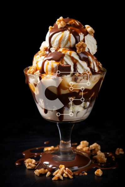 Σετ των 2 Intra Συλλεκτικό Ξύλινο Παζλ Plywood  4mm - Νόστιμο επιδόρπιο παγωτό με σοκολάτα και καραμέλα Σε Ξύλινο Κουτί - Διαστάσεις: 10x10 cm – 25 κομμάτια