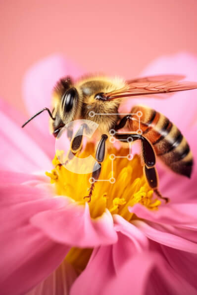 Σετ των 2 Intra Συλλεκτικό Ξύλινο Παζλ Plywood  4mm - Μέλισσα σε ροζ λουλούδι Σε Ξύλινο Κουτί - Διαστάσεις: 10x10 cm – 25 κομμάτια