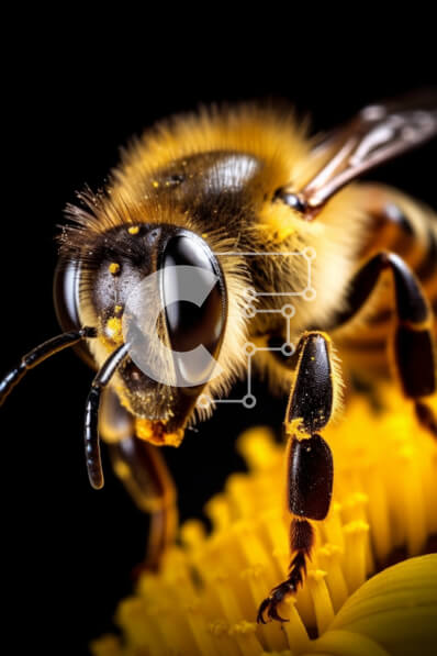 Σετ των 2 Intra Συλλεκτικό Ξύλινο Παζλ Plywood  4mm - Μέλισσα σε ανοιχτό κίτρινο λουλούδι με ορατές κεραίες και μάτια Σε Ξύλινο Κουτί - Διαστάσεις: 10x10 cm – 25 κομμάτια