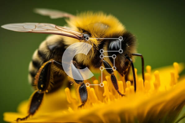 Intra Συλλεκτικό Ξύλινο Παζλ Plywood  4mm - Η μέλισσα τρώει τη γύρη από το κίτρινο λουλούδι Σε Ξύλινο Κουτί - Διαστάσεις: 10x10 cm – 25 κομμάτια