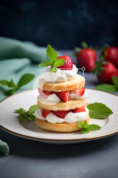 Σετ των 2 Intra Συλλεκτικό Ξύλινο Παζλ Plywood  4mm - Αρτοσκευάσματα με γέμιση φράουλας με σαντιγί και φύλλα μέντας Σε Ξύλινο Κουτί - Διαστάσεις: 10x10 cm – 25 κομμάτια