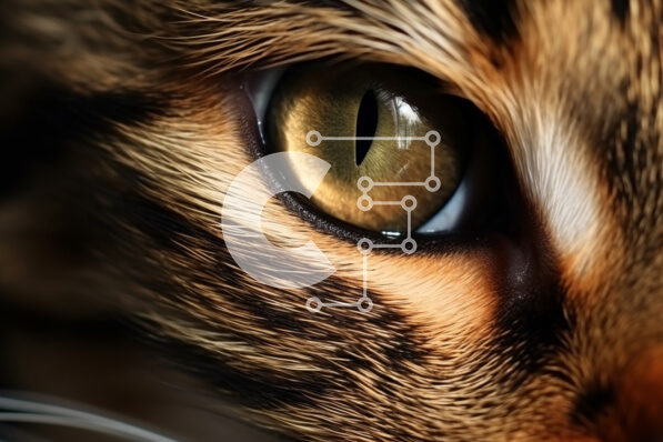 Σετ των 2 Intra Συλλεκτικό Ξύλινο Παζλ Plywood  4mm - Κοντινό πλάνο του ματιού της γάτας με τα κίτρινα μάτια Σε Ξύλινο Κουτί - Διαστάσεις: 10x10 cm – 25 κομμάτια