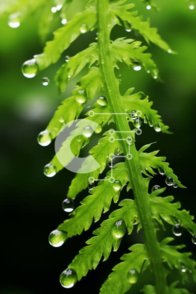 Σετ των 2 Intra Συλλεκτικό Ξύλινο Παζλ Plywood  4mm - Πράσινο φυτό με σταγονίδια νερού στα φύλλα Σε Ξύλινο Κουτί - Διαστάσεις: 10x10 cm – 25 κομμάτια