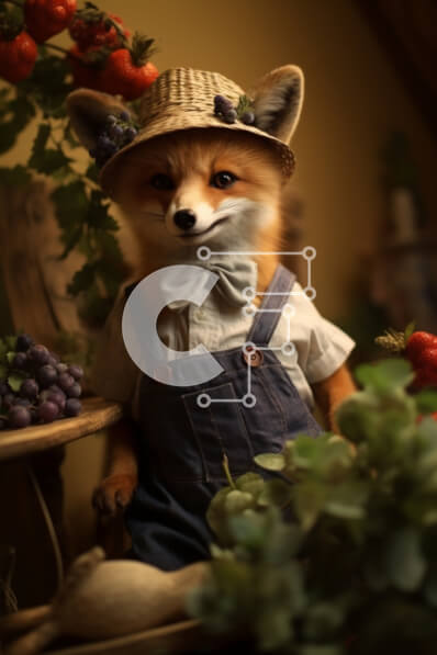 Σετ των 2 Intra Συλλεκτικό Ξύλινο Παζλ Plywood  4mm - Γεμιστή Αλεπού με Φρούτα και Λαχανικά Σε Ξύλινο Κουτί - Διαστάσεις: 10x10 cm – 25 κομμάτια