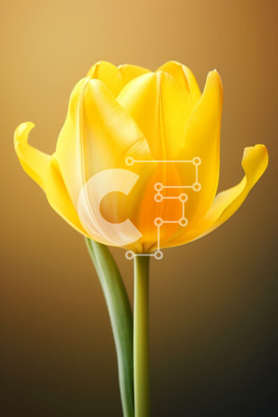 Σετ των 2 Intra Συλλεκτικό Ξύλινο Παζλ Plywood  4mm - Κοντινό πλάνο ενός ενιαίου κίτρινου λουλουδιού τουλίπας Σε Ξύλινο Κουτί - Διαστάσεις: 10x10 cm – 25 κομμάτια