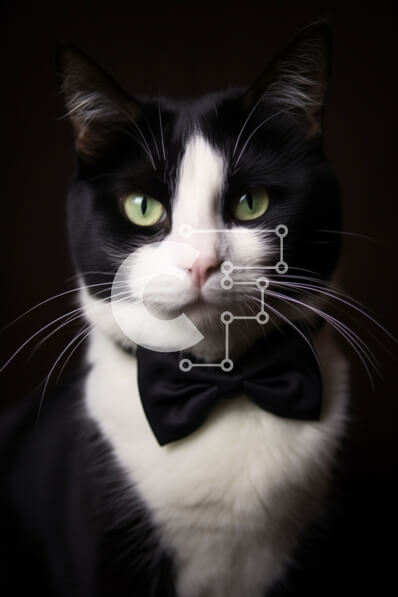 Σετ των 2 Intra Συλλεκτικό Ξύλινο Παζλ Plywood  4mm - Κομψή γάτα με παπιγιόν κοιτάζοντας την κάμερα Σε Ξύλινο Κουτί - Διαστάσεις: 10x10 cm – 25 κομμάτια