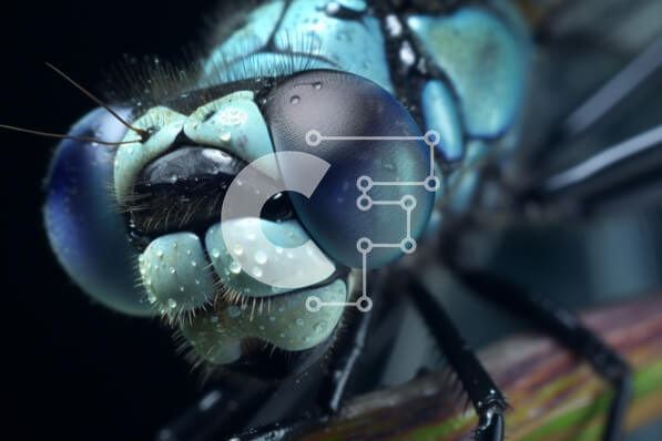 Intra Συλλεκτικό Ξύλινο Παζλ Plywood  4mm - Κοντινό πλάνο της Dragonfly σε φυτό με σταγονίδια νερού Σε Ξύλινο Κουτί - Διαστάσεις: 10x10 cm – 25 κομμάτια