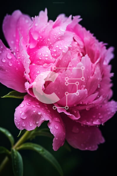 Σετ των 2 Intra Συλλεκτικό Ξύλινο Παζλ Plywood  4mm - Ροζ λουλούδι παιώνιας με σταγονίδια νερού Σε Ξύλινο Κουτί - Διαστάσεις: 10x10 cm – 25 κομμάτια