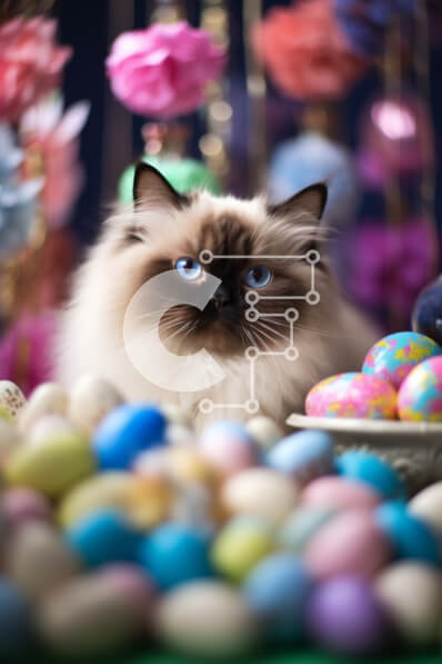 Σετ των 2 Intra Συλλεκτικό Ξύλινο Παζλ Plywood  4mm - Γάτα με πασχαλινά αυγά Σε Ξύλινο Κουτί - Διαστάσεις: 10x10 cm – 25 κομμάτια