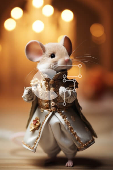 Σετ των 2 Intra Συλλεκτικό Ξύλινο Παζλ Plywood  4mm - Κομψό ντυμένο ποντίκι με κεριά στο φόντο Σε Ξύλινο Κουτί - Διαστάσεις: 10x10 cm – 25 κομμάτια