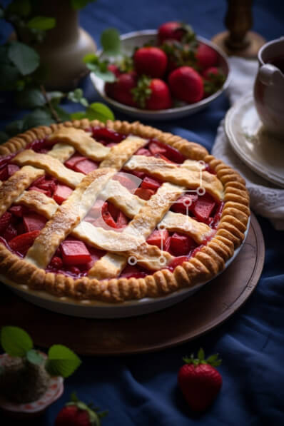 Σετ των 2 Intra Συλλεκτικό Ξύλινο Παζλ Plywood  4mm - Πίτα φράουλας και τσάι στο τραπέζι Σε Ξύλινο Κουτί - Διαστάσεις: 10x10 cm – 25 κομμάτια