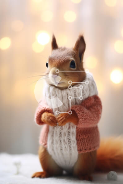 Σετ των 2 Intra Συλλεκτικό Ξύλινο Παζλ Plywood  4mm - Αξιολάτρευτο πουλόβερ που φοράει σκίουρο Σε Ξύλινο Κουτί - Διαστάσεις: 10x10 cm – 25 κομμάτια