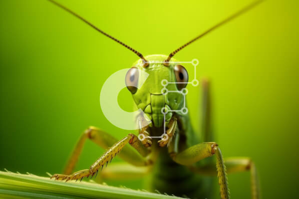 Intra Συλλεκτικό Ξύλινο Παζλ Plywood  4mm - Πράσινη ακρίδα σε μια λεπίδα της χλόης Σε Ξύλινο Κουτί - Διαστάσεις: 10x10 cm – 25 κομμάτια