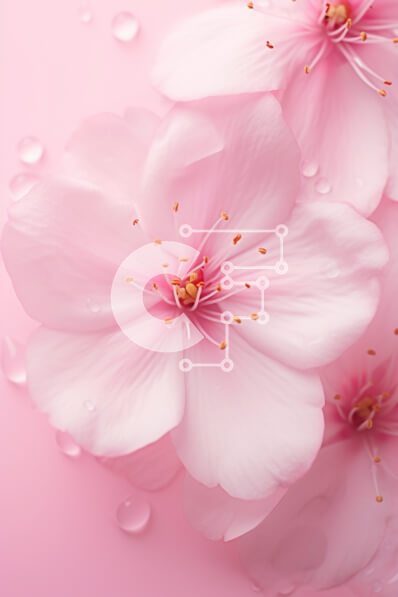 Σετ των 2 Intra Συλλεκτικό Ξύλινο Παζλ Plywood  4mm - Τρία ροζ λουλούδια με σταγονίδια νερού σε ροζ φόντο Σε Ξύλινο Κουτί - Διαστάσεις: 10x10 cm – 25 κομμάτια