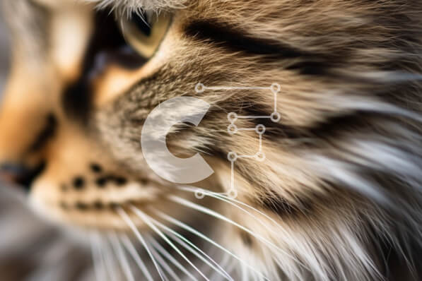 Σετ των 2 Intra Συλλεκτικό Ξύλινο Παζλ Plywood  4mm - Κοντινό πλάνο του προσώπου της μακρυμάλλης γάτας που κοιτάζει την κάμερα Σε Ξύλινο Κουτί - Διαστάσεις: 10x10 cm – 25 κομμάτια