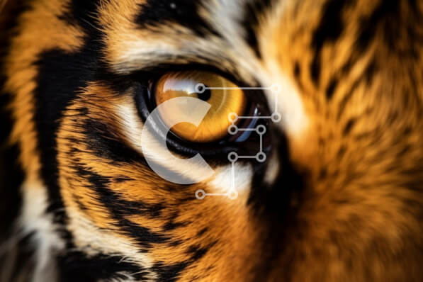 Σετ των 2 Intra Συλλεκτικό Ξύλινο Παζλ Plywood  4mm - Κοντινό πλάνο Tiger Eye με έντονα κίτρινα μάτια Σε Ξύλινο Κουτί - Διαστάσεις: 10x10 cm – 25 κομμάτια