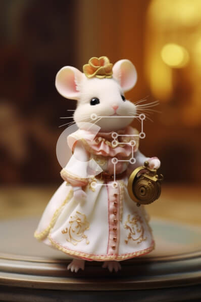 Intra Συλλεκτικό Ξύλινο Παζλ Plywood  4mm - Κομψό ποντίκι παιχνιδιών σε λευκό ντύσιμο με αντικείμενο Σε Ξύλινο Κουτί - Διαστάσεις: 10x10 cm – 25 κομμάτια