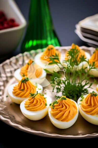 Σετ των 2 Intra Συλλεκτικό Ξύλινο Παζλ Plywood  4mm - Πιάτο με διαβολικά αυγά με γαρνιτούρα μουστάρδας και μαϊντανού Σε Ξύλινο Κουτί - Διαστάσεις: 10x10 cm – 25 κομμάτια