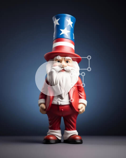 Intra Συλλεκτικό Ξύλινο Παζλ Plywood  4mm - Ειδώλιο Άγιου Βασίλη με καπέλο και στολή με αμερικανική σημαία Σε Ξύλινο Κουτί - Διαστάσεις: 10x10 cm – 25 κομμάτια