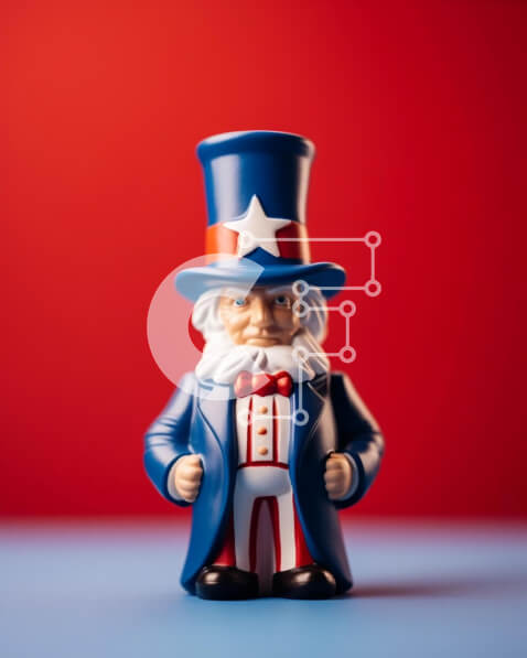 Intra Συλλεκτικό Ξύλινο Παζλ Plywood  4mm - Πατριωτικό ειδώλιο παιχνιδιών θείου μπροστά από το κόκκινο φόντο Σε Ξύλινο Κουτί - Διαστάσεις: 10x10 cm – 25 κομμάτια