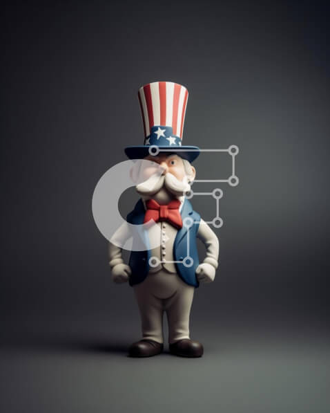 Intra Συλλεκτικό Ξύλινο Παζλ Plywood  4mm - Φιγούρα θείου με καπέλο αμερικανικής σημαίας και παπιγιόν Σε Ξύλινο Κουτί - Διαστάσεις: 10x10 cm – 25 κομμάτια