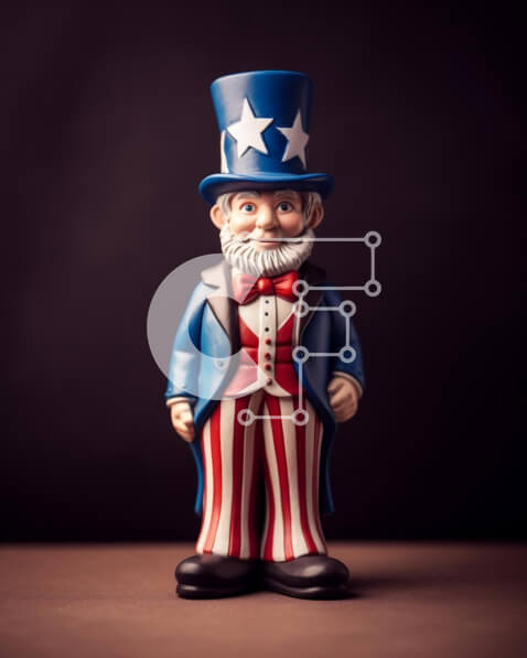 Intra Συλλεκτικό Ξύλινο Παζλ Plywood  4mm - Ο θείος Σαμ ειδώλιο παιχνιδιών με στολή αμερικανικής σημαίας Σε Ξύλινο Κουτί - Διαστάσεις: 10x10 cm – 25 κομμάτια