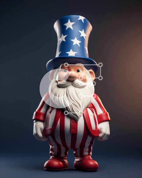 Intra Συλλεκτικό Ξύλινο Παζλ Plywood  4mm - Φιγούρα θείου Gnome με καπέλο με αμερικανική σημαία Σε Ξύλινο Κουτί - Διαστάσεις: 10x10 cm – 25 κομμάτια