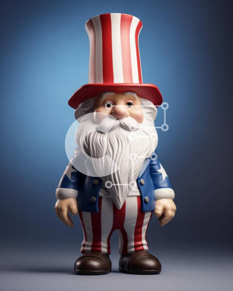 Intra Συλλεκτικό Ξύλινο Παζλ Plywood  4mm - Πατριωτικό ειδώλιο του θείου Σαμ με καπέλο και στολή με αμερικανική σημαία Σε Ξύλινο Κουτί - Διαστάσεις: 10x10 cm – 25 κομμάτια