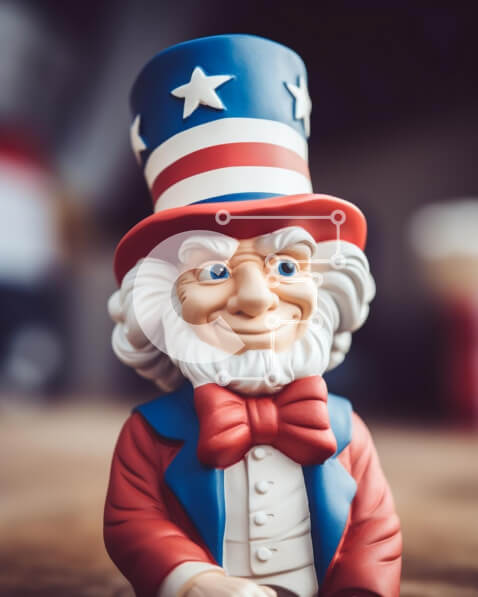 Intra Συλλεκτικό Ξύλινο Παζλ Plywood  4mm - Το ειδώλιο του θείου σε κόκκινο, λευκό και μπλε χρώμα για τις 4 Ιουλίου Σε Ξύλινο Κουτί - Διαστάσεις: 10x10 cm – 25 κομμάτια