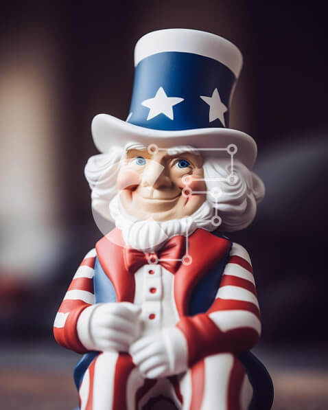 Intra Συλλεκτικό Ξύλινο Παζλ Plywood  4mm - Κεραμικό ειδώλιο του θείου Σαμ με πουκάμισο και γραβάτα με αμερικανική σημαία Σε Ξύλινο Κουτί - Διαστάσεις: 10x10 cm – 25 κομμάτια