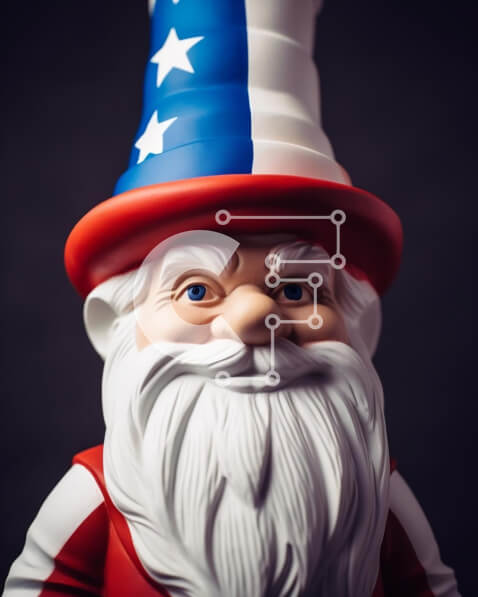 Intra Συλλεκτικό Ξύλινο Παζλ Plywood  4mm - Πατριωτικό ειδώλιο Gnome με καπέλο αμερικανικής σημαίας Σε Ξύλινο Κουτί - Διαστάσεις: 10x10 cm – 25 κομμάτια