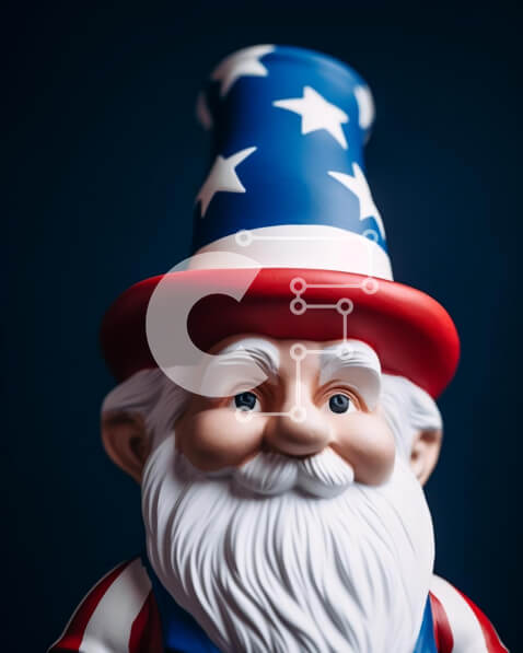 Intra Συλλεκτικό Ξύλινο Παζλ Plywood  4mm - Άγαλμα Αμερικανικού Gnome σε κόκκινο, λευκό και μπλε Σε Ξύλινο Κουτί - Διαστάσεις Puzzle: 10x10 cm – 25 κομμάτια