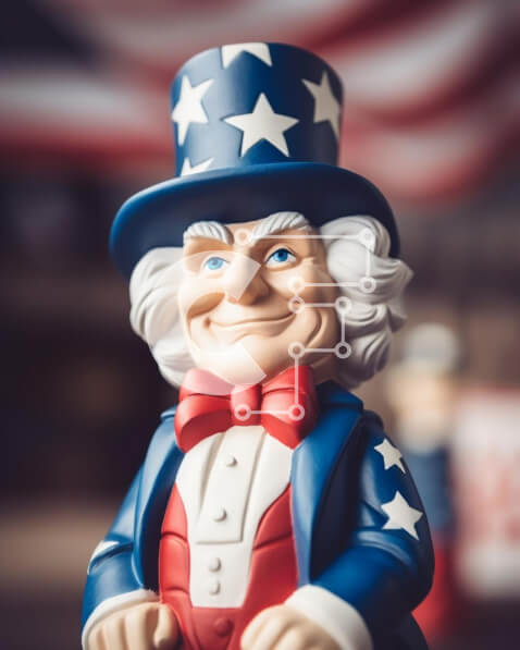 Intra Συλλεκτικό Ξύλινο Παζλ Plywood  4mm - Θείος Σαμ Παιχνίδι Φιγούρα με αμερικανική σημαία για τις 4 Ιουλίου Σε Ξύλινο Κουτί - Διαστάσεις: 10x10 cm – 25 κομμάτια