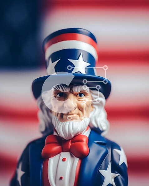 Intra Συλλεκτικό Ξύλινο Παζλ Plywood  4mm - Παιχνίδι Άγαλμα θείου Σαμ με αμερικανική σημαία Σε Ξύλινο Κουτί - Διαστάσεις: 10x10 cm – 25 κομμάτια